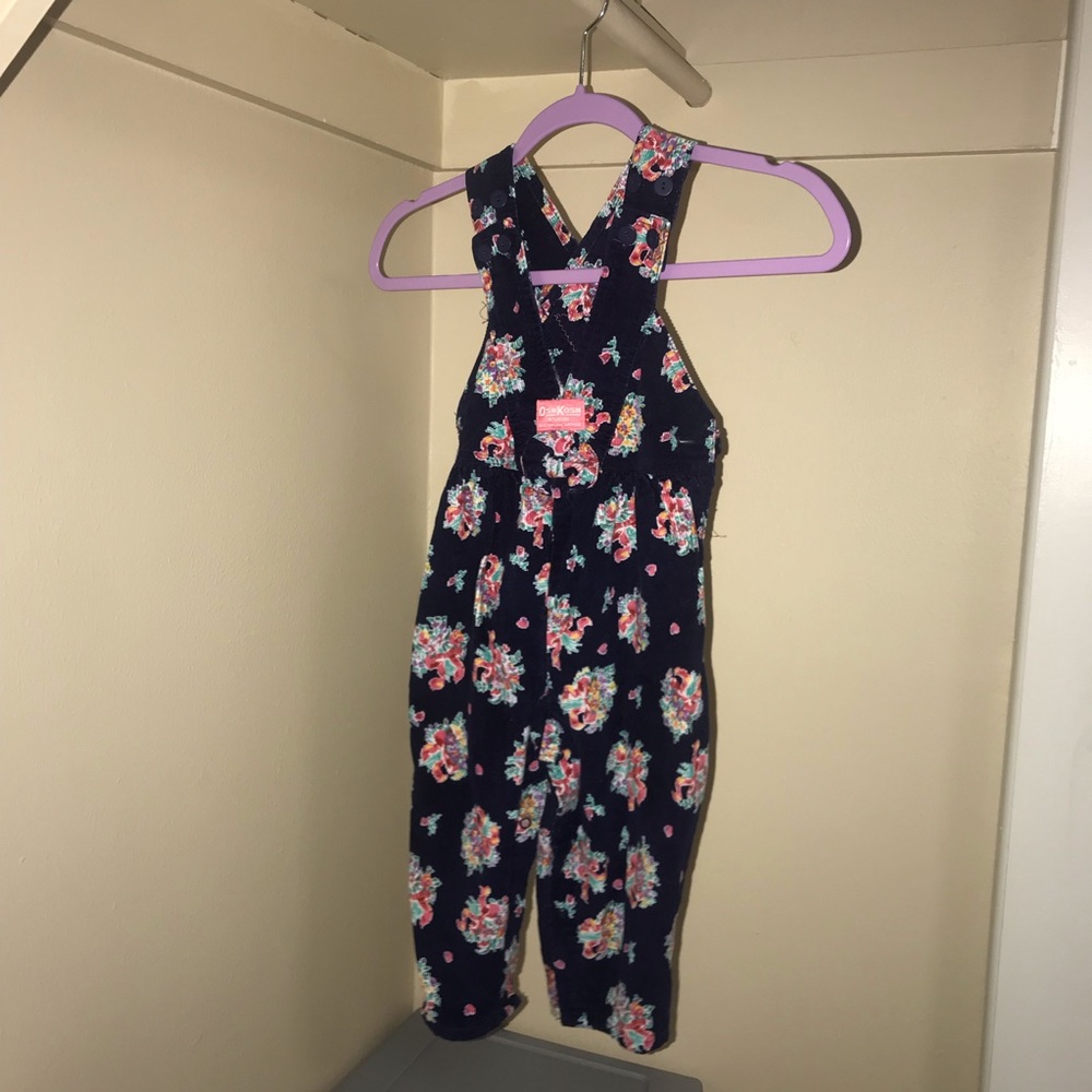 Floral corduroy overall